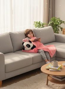 Peluche per Bambini a Forma di <span class=keywords><strong>Panda</strong></span>, Cuscino e Coperta 2-in-1, Cuscino per Pisolino con Imbottitura in Cotone PP per Ufficio e Casa, Vendita all'Ingrosso - Product Image 2