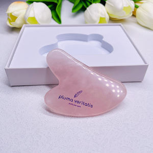 100% Natural Gemstone Custom Rose Quartz Black Obsidian Facial Body Massage Guasha - Product Image 4