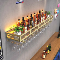 Porte-vin mural moderne en fer forgé pour salle à manger, avec porte-gobelets suspendu et support à verres à l'envers