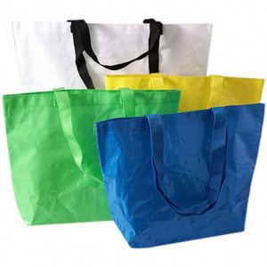 Bolsas de Compras Plegables Reutilizables, Impermeables, de PP Tejido, con Asas de Cuerda, Logotipo Personalizado Impreso y Laminado - Product Image 4