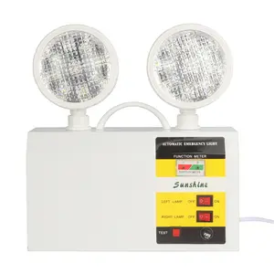 Lampu darurat led 9w kepala ganda dalam ruangan SMD 3.7 baterai li-on 1800 V 5730 mAh dapat diisi ulang dengan lampu indikator penguji saklar