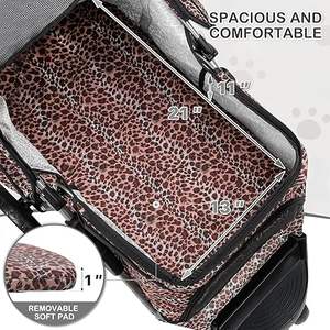 Küçük orta köpekler kediler için 3 tekerlekler Pet köpek kedi arabası, hafif katlanabilir Jogger arabası ve bardak tutucu, leopar baskı - Product Image 6