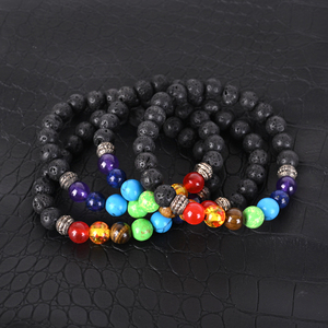 Bracelet en pierre de lave naturelle 7 chakras pour la méditation, artisanat en cristal, énergie de guérison, vente en gros 2026 - Product Image 4