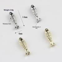 Perles en vrac en alliage de zinc en forme de petit poisson, électroplaquées, accessoires de pendentif intercalaire pour bracelets et colliers DIY