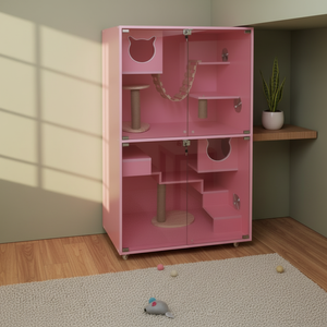 บ้านแมวหรูหราสำหรับใช้ภายในและภายนอกอาคาร พร้อมเฟอร์นิเจอร์ ดีไซน์สำหรับแมวขนาดใหญ่ บ้านสัตว์เลี้ยง คอกแมว และระบบแคทเทียโร - Product Image 6