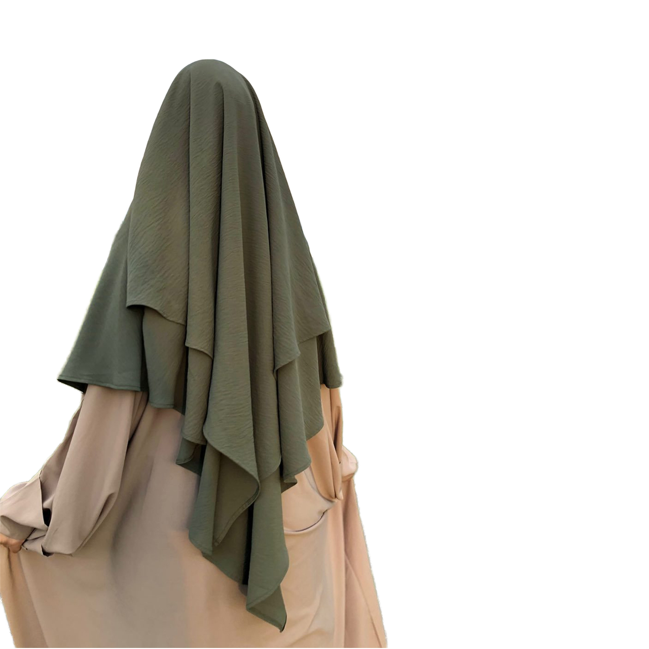 Grande Sciarpa Khimar Donna Musulmana - Hijab Preghiera Nero - Cotone Morbido