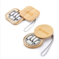 Câble de charge universel en bambou écologique 60W à charge rapide avec boîte de rangement gravée, garantie 1 an, coffret cadeau d'affaires