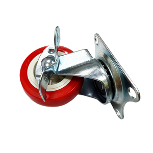 <span class=keywords><strong>3</strong></span> Zoll 5 Zoll drehbare rote Pu-Räder Edelstahl Custom ized Heavy Duty 360-Grad-Rollen rad mit Schloss - Product Image 6