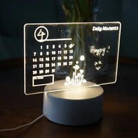 Veilleuse LED rectangulaire personnalisée pour le bricolage Tableau d'affichage USB Vierge Acrylique Écriture sur socle en bois effaçable à sec pour le salon