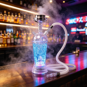 Nouvelle <span class=keywords><strong>chicha</strong></span> miniature à un tuyau, en acier inoxydable plaqué or, avec boîte cadeau en cuir luxueuse et base en verre, pour narguilé, <span class=keywords><strong>chicha</strong></span>, nargila. - Product Image 4