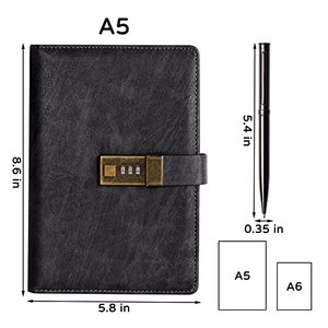 A5 PU Da Khóa Nhật Ký Retro Khóa Tạp Chí Bìa Nhật Ký Mật Khẩu Bảo Vệ Máy Tính Xách Tay Bìa Cứng Da Bên Trong 4C + 4C In Ấn - Product Image 3