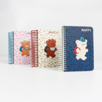 SYCC A7 - Mini Libreta Espiral con Diseño de Leopardo y Osito, 100 Hojas, Cubierta de Papel, Bonito Dibujo Animado de Animales, para Uso Diario Escolar, Regalo