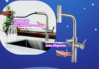 Distributeur de savon sans contact 2-en-1 Shuaiziqi à capteur, robinet de cuisine et salle de bain avec affichage LED de la température et rotation à 360°