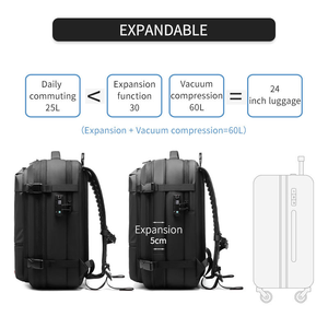 Sac à dos de voyage pour ordinateur portable en TPU Oxford imperméable, multifonctionnel, de luxe, grande capacité, avec compression à vide - Product Image 2