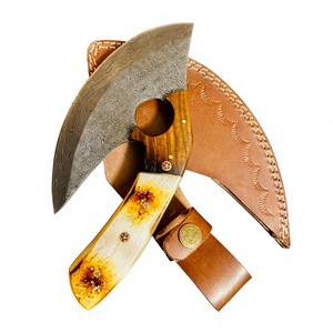Handmade Ulu <b>Knives</b> Damascus Steel <b>Bone</b> <b>Handle</b> Leather Sheath Eco-Friendly Modern Fixed blade Ulu <b>Knives</b> - Product Image 5