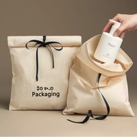 Pochette à bijoux en coton et lin à chevrons, sac enveloppe avec ruban, sac anti-poussière, logo personnalisé, emballage minimaliste pour articles de toilette et serviettes en tissu