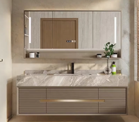 Meuble-lavabo mural cannelé résistant à l'eau et écologique, idéal pour villas et hôtels modernes – Vente Flash