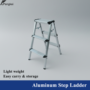 Sgabello Pieghevole in Alluminio a 3 Gradini con Pedale Antiscivolo, Scala Multiuso a Doppia Faccia per Scale, Supermercati, Magazzini - Product Image 1