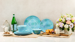 Ensemble de vaisselle chinoise à motif personnalisé élégant de 12 pièces, matériau en mélamine durable - Product Image 6