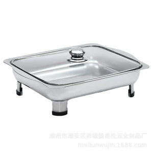 ถาดเสิร์ฟสแตนเลสพร้อมฝาแก้วและหูจับสำหรับใช้ในบุฟเฟ่ต์โรงแรม - Product Image 5