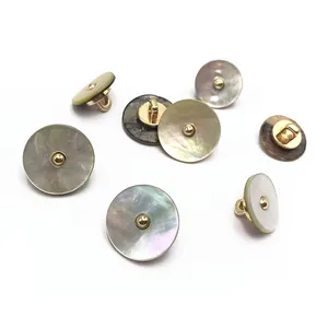 Nút may ngọc trai tự nhiên nguyên chất đơn giản với thân kim loại vàng dính - Product Image 1