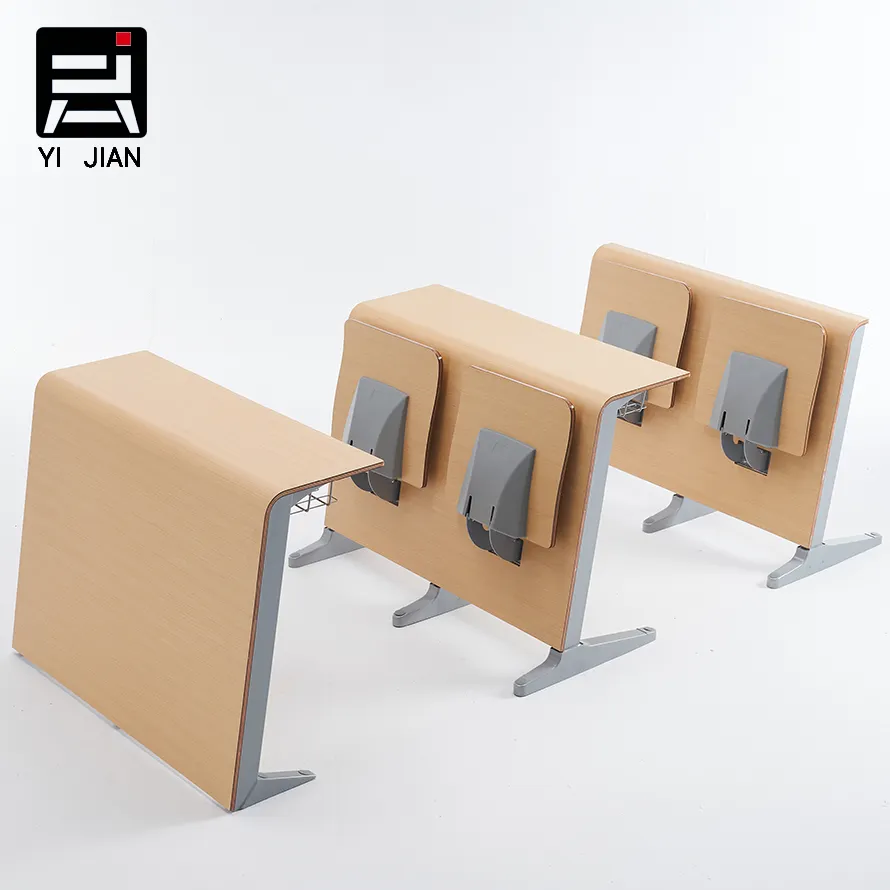 Ergonomic Contemporary Lecture Hall Furniture Set Foldable Student Chair High School Desk Drawer Metal for Schools