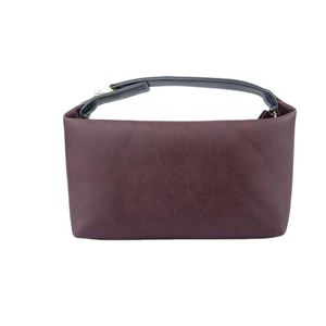 Portable Handheld Travel Makeup <b>Bag</b> Vintage Burgundy PU Cosmetic Pouch for Women Daily - Product Image 2