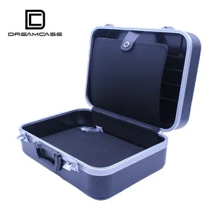 DreamCase nuovo arrivo scatola di immagazzinaggio nero professionale bellezza rigida cosmetica in alluminio breve valigetta portautensili TC108