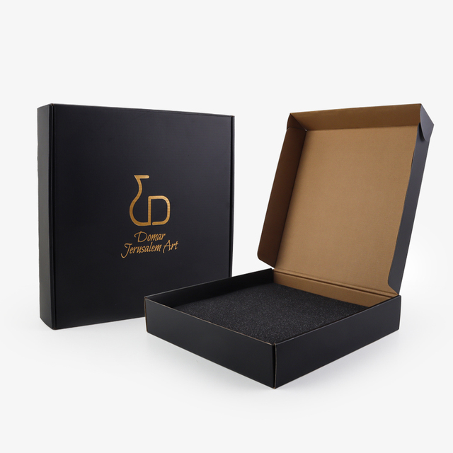 Custom Double Wall Mailer Box with Foam Insert Black Kraft Corrugate Paper Cardboard Boxes for Shipping