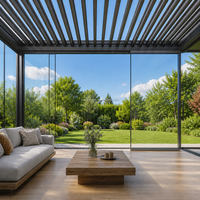 Pergola motorisée à lames orientables en aluminium, système de toiture bioclimatique imperméable pour restaurant et café en plein air