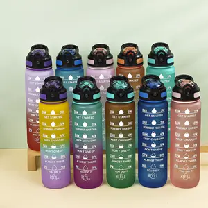 Großhandel 32oz Motivational Time Markers Wasser flaschen Kunststoff Sport Wasser flasche Kunststoff Gym Wasser flasche