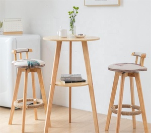 Chaise <span class=keywords><strong>de</strong></span> <span class=keywords><strong>bar</strong></span> pivotante ronde haute <span class=keywords><strong>en</strong></span> <span class=keywords><strong>bois</strong></span>, chaise <span class=keywords><strong>de</strong></span> <span class=keywords><strong>bar</strong></span> luxueuse rembourrée, chaises <span class=keywords><strong>de</strong></span> <span class=keywords><strong>bar</strong></span> <span class=keywords><strong>en</strong></span> <span class=keywords><strong>bois</strong></span> avec repose-pieds - Product Image 1