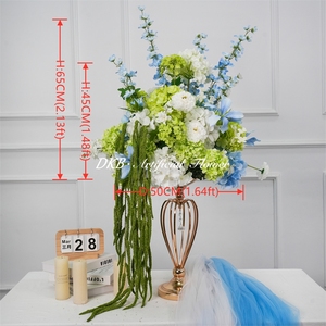 Boule de fleurs rose personnalisée de 50 cm, fausse floraison de roses, pivoines et gypsophiles, pour centres de table décoratifs de mariage et d'événements - Product Image 3