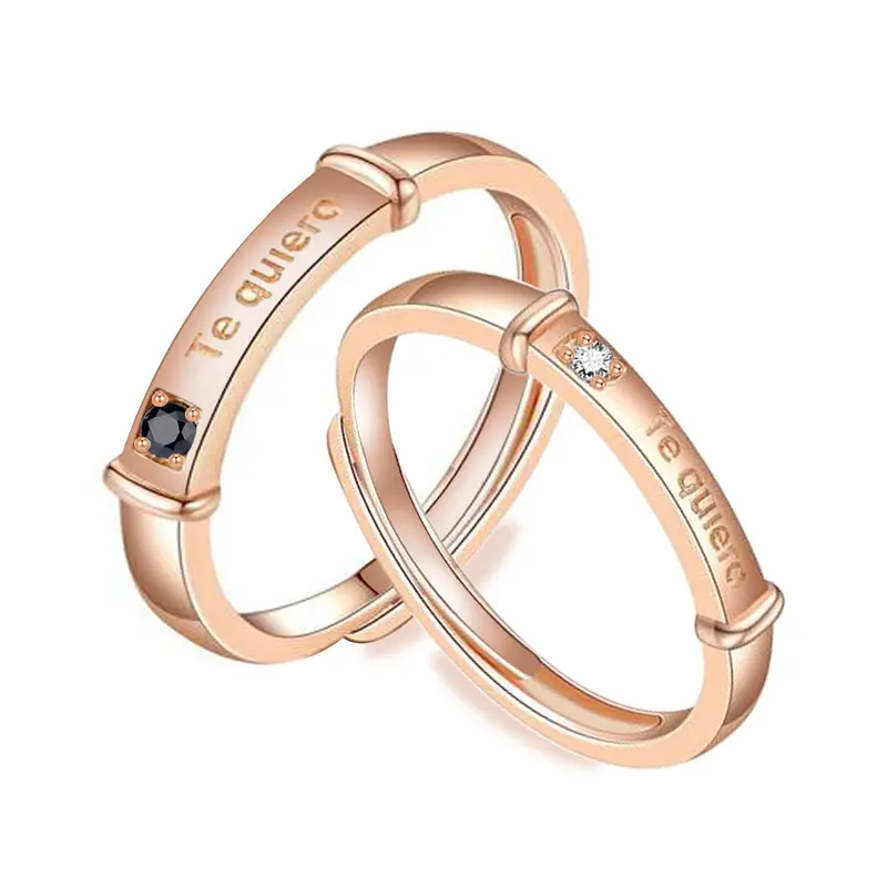 2019 new men and women adjustable love language pair ring letter opening couple ring gold-plated jewelry lover gift