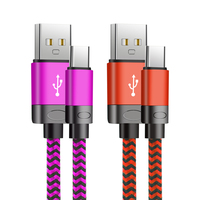 Kabel Data USB penjualan laris kabel Usb jalinan nilon tahan lama untuk kabel Tipe C pengisi daya Cepat 3M/10 kaki untuk kabel Data ponsel I