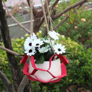 Outdoor Plant Hanger Planter Wall Hanging Shelf Holder with Leather Rope Gardening Accessory - Product Image 4