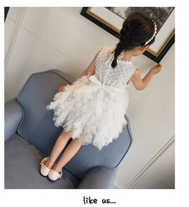 Vêtements pour enfants, robe élégante d'été à col rabattu, sans manches, pour petites filles, robe douce - Product Image 5