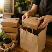 Boîtes à lunch jetables en kraft haut de gamme, imprimées sur mesure, portables, recyclables, écologiques, taille/couleur/logo personnalisés