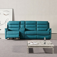 Canapé inclinable 3 places en bois extensible électrique moderne pour home cinéma avec rangement, porte-gobelets et recharge sans fil, vente en gros.