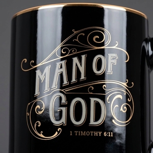 Tazza in Ceramica con Versetto Biblico Ispirazionale, Regalo Artistico Cristiano per Uomini, Design Moderno e Robusto, Finitura Dorata - Product Image 4