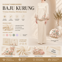Nouvelle Robe Baju Kurung de Luxe Personnalisée avec Logo pour Femme, Vêtement Modeste à Broderie Florale, Manches Longues, Vêtements Islamiques en Gros