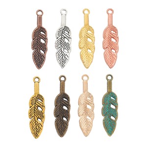Pendentif ajouré en forme de plume, en alliage d'argent antique, à boucle unique, pour franges de attrape-rêves bohèmes - Product Image 5