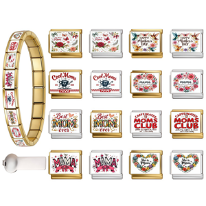 Venta al por mayor: Últimos abalorios italianos de acero inoxidable para pulseras, dijes personalizados MAMA y MOM para el Día de la Madre, regalo de joyería DIY - Product Image 1