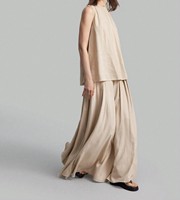 Vêtements de printemps et d'été élégants, décontractés, sans manches, de couleur unie, robes amples à taille haute, ensembles deux pièces pour femmes