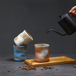 แก้วกาแฟเซรามิกดีไซน์ญี่ปุ่นเคลือบสีไล่เฉดแบบวินเทจ  งานฝีมือเฉพาะตัว  รูปทรงถังน้ำมัน  เหมาะสำหรับเป็นของขวัญทางธุรกิจ - Product Image 2