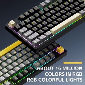 <span class=keywords><strong>Clavier</strong></span> de jeu RGB LEAVEN K98 DIY, tri-mode, mécanique, axe cyan, touches entièrement remplaçables à chaud pour le gaming - Product Image 6