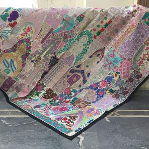 Handmade Vintage Silk Kantha Patch <b>Scarfs</b> Warp 100% Cotton Hand Craft Organic <b>Blanket</b> for Home & Hotel Use - Product Image 5