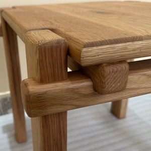 Mesa de Restaurante Cuadrada de Madera de Roble Vintage con Cuatro Patas, Mesas Auxiliares de Madera - Product Image 4