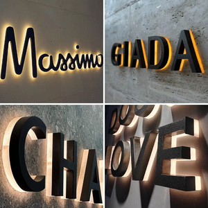 Enseigne LED 3D avec lettres en acrylique rétroéclairées, panneau arrière en acier inoxydable, enseigne à lettres en relief LED - Product Image 3
