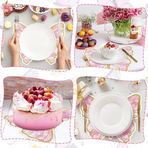 Manteles individuales desechables de papel de mariposa, Mantel Individual de mariposa <span class=keywords><strong>para</strong></span> primavera, verano, boda, <span class=keywords><strong>cumpleaños</strong></span>, Baby Shower, fiesta de vacaciones - Product Image 4